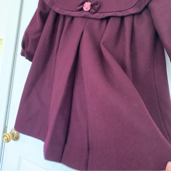 Vintage Rothschild Coat Girls 5 Purple Wool Capelet Collar Dress Velvet - Picture 8 of 8